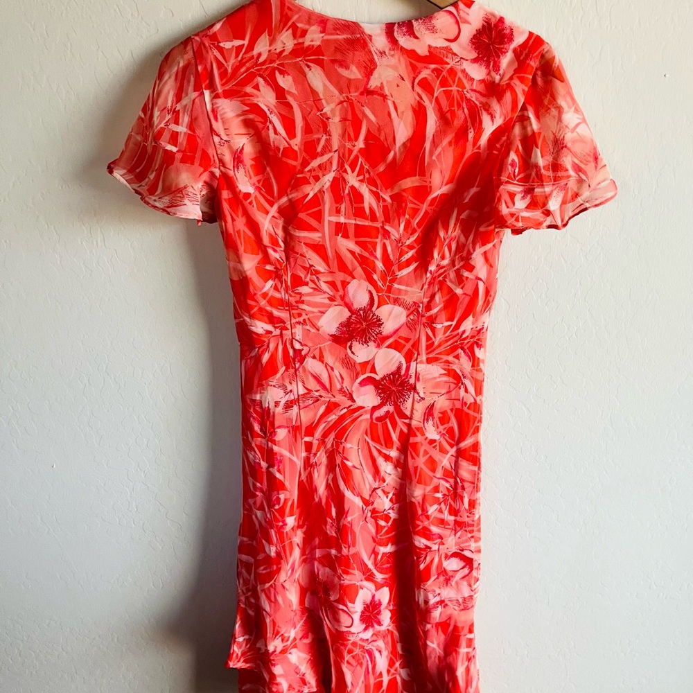 Vintage Scarlett Orange Floral Midi Dress Size 8 90s Y2K Whimsical Fairy - Picture 5 of 5